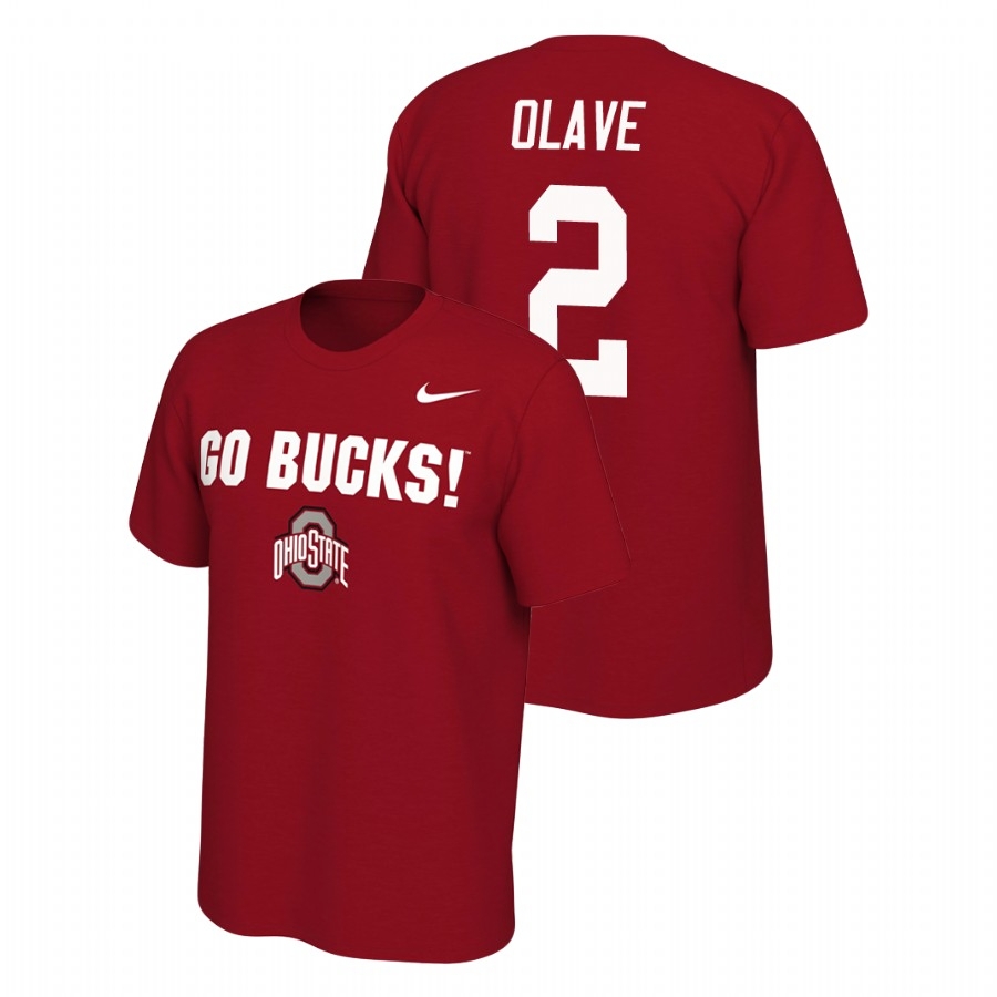 Ohio State Buckeyes Men's NCAA Chris Olave #2 Scarlet Nike Mantra College Football T-Shirt GBH0749YY